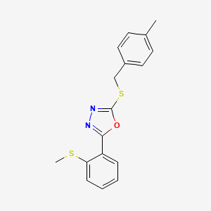 molecular formula C17H16N2OS2 B3005199 Methyl 2-{5-[(4-methylbenzyl)sulfanyl]-1,3,4-oxadiazol-2-yl}phenyl sulfide CAS No. 339015-38-2