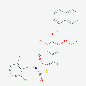 molecular formula C30H22BrClFNO4S B300520 (5E)-5-[3-bromo-5-ethoxy-4-(naphthalen-1-ylmethoxy)benzylidene]-3-(2-chloro-6-fluorobenzyl)-1,3-thiazolidine-2,4-dione 