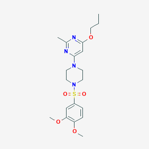 molecular formula C20H28N4O5S B3005206 4-(4-((3,4-Dimethoxyphenyl)sulfonyl)piperazin-1-yl)-2-methyl-6-propoxypyrimidine CAS No. 946271-74-5