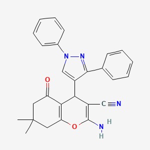 2-Amino-4-(1,3-diphenyl-1H-pyrazol-4-yl)-7,7-dimethyl-5-oxo-5,6,7,8-tetrahydro-4H-chromene-3-carbonitrile