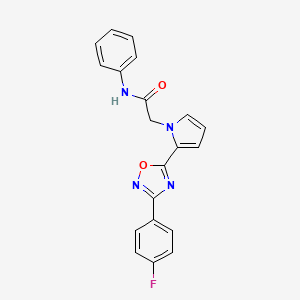 molecular formula C20H15FN4O2 B3005255 2-{2-[3-(4-fluorophenyl)-1,2,4-oxadiazol-5-yl]-1H-pyrrol-1-yl}-N-phenylacetamide CAS No. 1261012-42-3