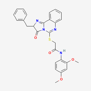 molecular formula C27H24N4O4S B3005260 2-({2-benzyl-3-oxo-2H,3H-imidazo[1,2-c]quinazolin-5-yl}sulfanyl)-N-(2,4-dimethoxyphenyl)acetamide CAS No. 1022198-82-8