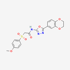 N-(5-(2,3-dihydrobenzo[b][1,4]dioxin-6-yl)-1,3,4-oxadiazol-2-yl)-2-((4-methoxyphenyl)sulfonyl)acetamide