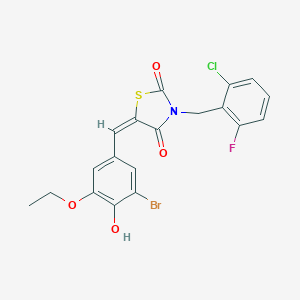 molecular formula C19H14BrClFNO4S B300529 5-(3-Bromo-5-ethoxy-4-hydroxybenzylidene)-3-(2-chloro-6-fluorobenzyl)-1,3-thiazolidine-2,4-dione 