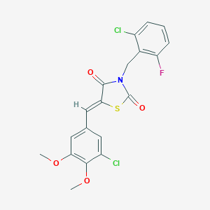 molecular formula C19H14Cl2FNO4S B300531 5-(3-Chloro-4,5-dimethoxybenzylidene)-3-(2-chloro-6-fluorobenzyl)-1,3-thiazolidine-2,4-dione 