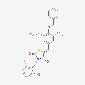 molecular formula C28H23ClFNO4S B300532 5-[3-Allyl-4-(benzyloxy)-5-methoxybenzylidene]-3-(2-chloro-6-fluorobenzyl)-1,3-thiazolidine-2,4-dione 