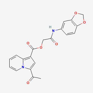 molecular formula C20H16N2O6 B3005323 2-(Benzo[d][1,3]dioxol-5-ylamino)-2-oxoethyl 3-acetylindolizine-1-carboxylate CAS No. 899949-42-9