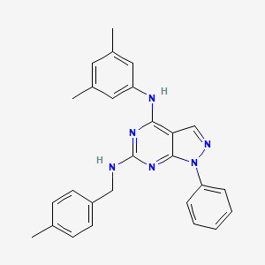 molecular formula C27H26N6 B3005329 N4-(3,5-dimethylphenyl)-N6-(4-methylbenzyl)-1-phenyl-1H-pyrazolo[3,4-d]pyrimidine-4,6-diamine CAS No. 923147-85-7
