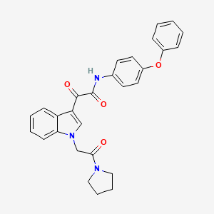 molecular formula C28H25N3O4 B3005335 2-oxo-2-(1-(2-oxo-2-(pyrrolidin-1-yl)ethyl)-1H-indol-3-yl)-N-(4-phenoxyphenyl)acetamide CAS No. 872854-71-2