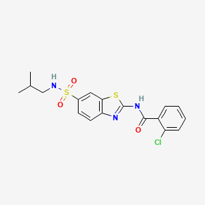 molecular formula C18H18ClN3O3S2 B3005336 2-chloro-N-(6-(N-isobutylsulfamoyl)benzo[d]thiazol-2-yl)benzamide CAS No. 781656-71-1
