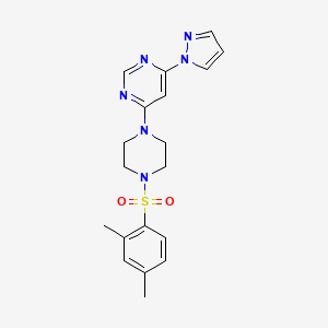 molecular formula C19H22N6O2S B3005340 4-(4-((2,4-dimethylphenyl)sulfonyl)piperazin-1-yl)-6-(1H-pyrazol-1-yl)pyrimidine CAS No. 1202995-53-6
