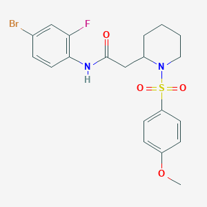 molecular formula C20H22BrFN2O4S B3005344 N-(4-bromo-2-fluorophenyl)-2-(1-((4-methoxyphenyl)sulfonyl)piperidin-2-yl)acetamide CAS No. 1021041-21-3