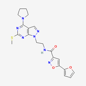 5-(furan-2-yl)-N-(2-(6-(methylthio)-4-(pyrrolidin-1-yl)-1H-pyrazolo[3,4-d]pyrimidin-1-yl)ethyl)isoxazole-3-carboxamide