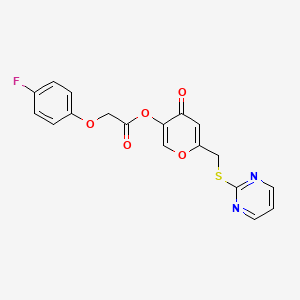 [4-Oxo-6-(pyrimidin-2-ylsulfanylmethyl)pyran-3-yl] 2-(4-fluorophenoxy)acetate