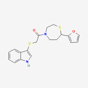 molecular formula C19H20N2O2S2 B3005371 2-((1H-indol-3-yl)thio)-1-(7-(furan-2-yl)-1,4-thiazepan-4-yl)ethanone CAS No. 1705516-43-3
