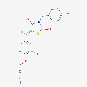 molecular formula C21H15I2NO3S B300538 5-[3,5-Diiodo-4-(2-propynyloxy)benzylidene]-3-(4-methylbenzyl)-1,3-thiazolidine-2,4-dione 