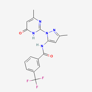 molecular formula C17H14F3N5O2 B3005384 N-(3-甲基-1-(4-甲基-6-氧代-1,6-二氢嘧啶-2-基)-1H-吡唑-5-基)-3-(三氟甲基)苯甲酰胺 CAS No. 1004638-06-5