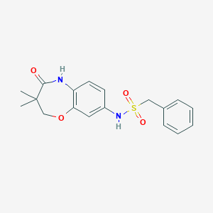 molecular formula C18H20N2O4S B3005391 N-(3,3-dimethyl-4-oxo-2,3,4,5-tetrahydrobenzo[b][1,4]oxazepin-8-yl)-1-phenylmethanesulfonamide CAS No. 922022-05-7