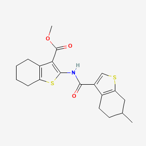 molecular formula C20H23NO3S2 B3005399 Methyl 2-(6-methyl-4,5,6,7-tetrahydrobenzo[b]thiophene-3-carboxamido)-4,5,6,7-tetrahydrobenzo[b]thiophene-3-carboxylate CAS No. 868153-85-9