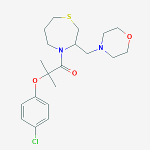 molecular formula C20H29ClN2O3S B3005418 2-(4-Chlorophenoxy)-2-methyl-1-(3-(morpholinomethyl)-1,4-thiazepan-4-yl)propan-1-one CAS No. 1421523-96-7