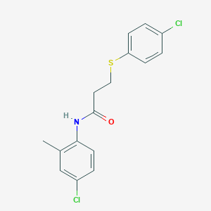 molecular formula C16H15Cl2NOS B300544 N-(4-chloro-2-methylphenyl)-3-[(4-chlorophenyl)sulfanyl]propanamide 
