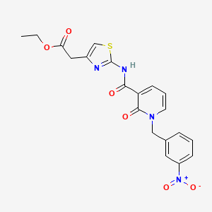 molecular formula C20H18N4O6S B3005445 Ethyl 2-(2-(1-(3-nitrobenzyl)-2-oxo-1,2-dihydropyridine-3-carboxamido)thiazol-4-yl)acetate CAS No. 942008-64-2
