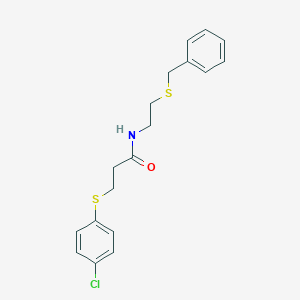 molecular formula C18H20ClNOS2 B300545 N-[2-(benzylsulfanyl)ethyl]-3-[(4-chlorophenyl)sulfanyl]propanamide 