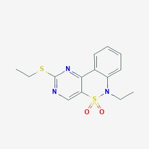 molecular formula C14H15N3O2S2 B3005451 6-ethyl-2-(ethylsulfanyl)-6H-pyrimido[5,4-c][2,1]benzothiazine 5,5-dioxide CAS No. 1326875-75-5
