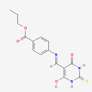 molecular formula C15H15N3O4S B3005464 propyl 4-(((4,6-dioxo-2-thioxotetrahydropyrimidin-5(2H)-ylidene)methyl)amino)benzoate CAS No. 1021228-76-1