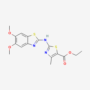 molecular formula C16H17N3O4S2 B3005477 Ethyl 2-[(5,6-dimethoxy-1,3-benzothiazol-2-yl)amino]-4-methyl-1,3-thiazole-5-carboxylate CAS No. 890946-65-3