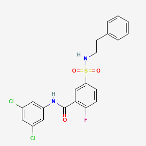molecular formula C21H17Cl2FN2O3S B3005483 N-(3,5-dichlorophenyl)-2-fluoro-5-(N-phenethylsulfamoyl)benzamide CAS No. 451481-20-2