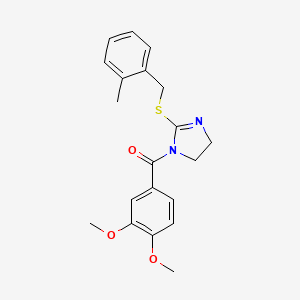 molecular formula C20H22N2O3S B3005503 (3,4-dimethoxyphenyl)(2-((2-methylbenzyl)thio)-4,5-dihydro-1H-imidazol-1-yl)methanone CAS No. 851801-09-7