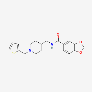 molecular formula C19H22N2O3S B3005515 N-((1-(thiophen-2-ylmethyl)piperidin-4-yl)methyl)benzo[d][1,3]dioxole-5-carboxamide CAS No. 953999-46-7