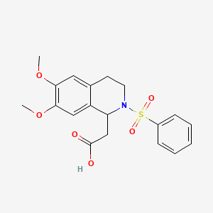 molecular formula C19H21NO6S B3005517 2-(6,7-二甲氧基-2-(苯磺酰基)-1,2,3,4-四氢异喹啉-1-基)乙酸 CAS No. 10447-22-0