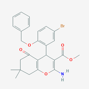 molecular formula C26H26BrNO5 B300552 methyl 2-amino-4-[2-(benzyloxy)-5-bromophenyl]-7,7-dimethyl-5-oxo-5,6,7,8-tetrahydro-4H-chromene-3-carboxylate 