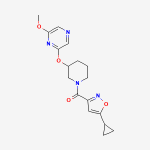 molecular formula C17H20N4O4 B3005541 (5-Cyclopropylisoxazol-3-yl)(3-((6-methoxypyrazin-2-yl)oxy)piperidin-1-yl)methanone CAS No. 2034581-06-9