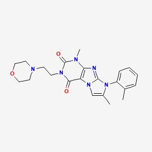 molecular formula C22H26N6O3 B3005542 1,7-dimethyl-3-(2-morpholinoethyl)-8-(o-tolyl)-1H-imidazo[2,1-f]purine-2,4(3H,8H)-dione CAS No. 896859-17-9