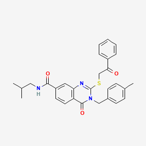 molecular formula C29H29N3O3S B3005543 N-isobutyl-3-(4-methylbenzyl)-4-oxo-2-((2-oxo-2-phenylethyl)thio)-3,4-dihydroquinazoline-7-carboxamide CAS No. 1113135-73-1
