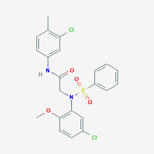 molecular formula C22H20Cl2N2O4S B300556 2-[5-chloro-2-methoxy(phenylsulfonyl)anilino]-N-(3-chloro-4-methylphenyl)acetamide 