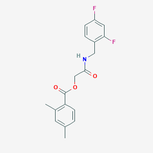 molecular formula C18H17F2NO3 B3005564 2-((2,4-Difluorobenzyl)amino)-2-oxoethyl 2,4-dimethylbenzoate CAS No. 1241970-13-7