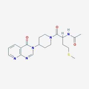 molecular formula C19H25N5O3S B3005568 N-(4-(methylthio)-1-oxo-1-(4-(4-oxopyrido[2,3-d]pyrimidin-3(4H)-yl)piperidin-1-yl)butan-2-yl)acetamide CAS No. 2034209-44-2
