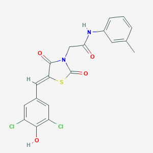 molecular formula C19H14Cl2N2O4S B300560 2-[5-(3,5-dichloro-4-hydroxybenzylidene)-2,4-dioxo-1,3-thiazolidin-3-yl]-N-(3-methylphenyl)acetamide 