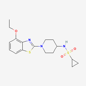 molecular formula C17H23N3O3S2 B3005604 N-[1-(4-Ethoxy-1,3-benzothiazol-2-yl)piperidin-4-yl]cyclopropanesulfonamide CAS No. 2415622-29-4