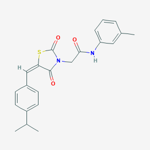 molecular formula C22H22N2O3S B300562 2-[5-(4-isopropylbenzylidene)-2,4-dioxo-1,3-thiazolidin-3-yl]-N-(3-methylphenyl)acetamide 