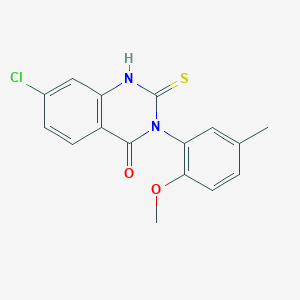 molecular formula C16H13ClN2O2S B3005625 7-chloro-2-mercapto-3-(2-methoxy-5-methylphenyl)quinazolin-4(3H)-one CAS No. 790272-32-1