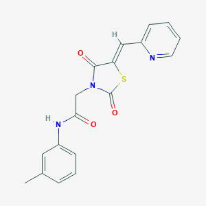 molecular formula C18H15N3O3S B300563 2-[2,4-dioxo-5-(2-pyridinylmethylene)-1,3-thiazolidin-3-yl]-N-(3-methylphenyl)acetamide 