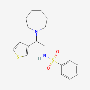 molecular formula C18H24N2O2S2 B3005630 N-(2-(azepan-1-yl)-2-(thiophen-3-yl)ethyl)benzenesulfonamide CAS No. 946357-39-7