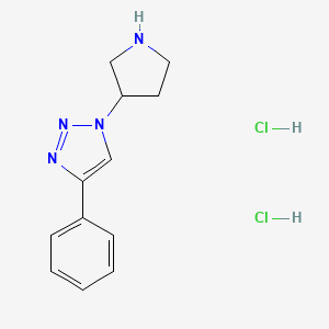 molecular formula C12H16Cl2N4 B3005648 4-phenyl-1-(pyrrolidin-3-yl)-1H-1,2,3-triazole dihydrochloride CAS No. 2177060-97-6