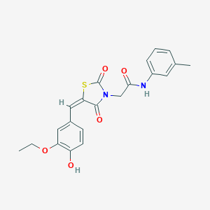 molecular formula C21H20N2O5S B300566 2-[5-(3-ethoxy-4-hydroxybenzylidene)-2,4-dioxo-1,3-thiazolidin-3-yl]-N-(3-methylphenyl)acetamide 