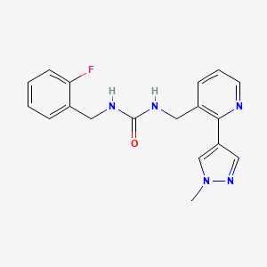 molecular formula C18H18FN5O B3005673 1-(2-fluorobenzyl)-3-((2-(1-methyl-1H-pyrazol-4-yl)pyridin-3-yl)methyl)urea CAS No. 2034468-65-8